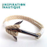 Bracelet marin avec ancre pour homme ou femme en cordage de bateau et acier inoxydable, Naturel et couleurs classiques