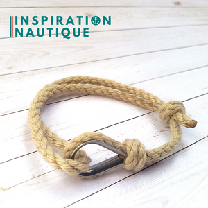 Bracelet marin avec cosse pour homme ou femme en cordage de bateau authentique et acier inoxydable