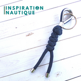Porte-clé noeud de sifflet de bosco et noeud de serpent, marine