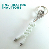 Porte-clé noeud de sifflet de bosco et noeud de serpent, blanc