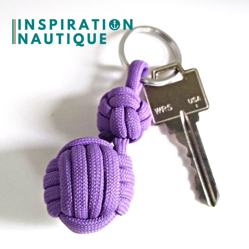 Key ring monkey fist knot and double bosun's whistle knot, Lilac