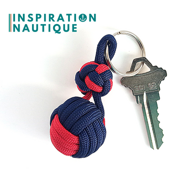 Porte-clé noeud poing de singe et double noeud de sifflet de bosco, Rouge main image 1
