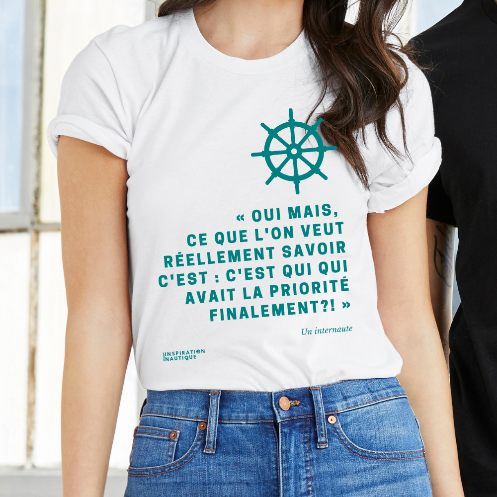 Unisex t-shirt: Who had priority in the end? (wheel) - Teal visual
