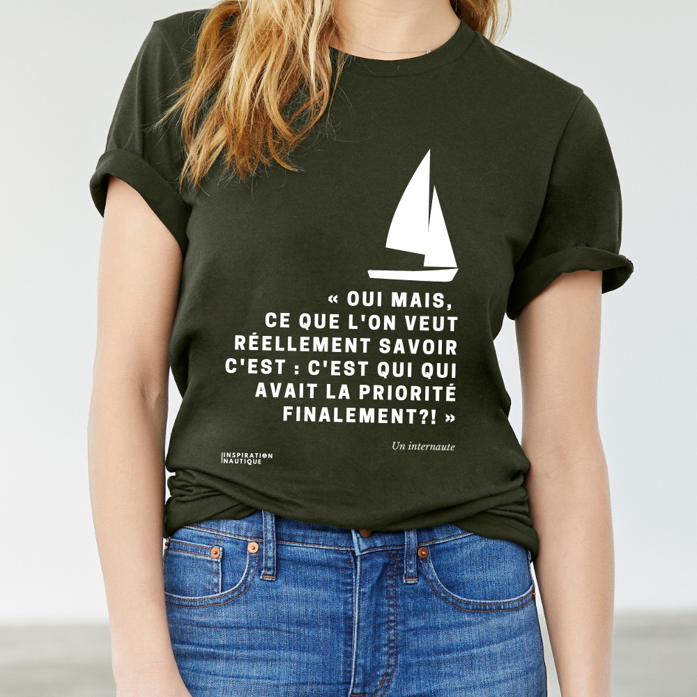 Unisex t-shirt: Who had priority in the end? (sailing boat) - White visual