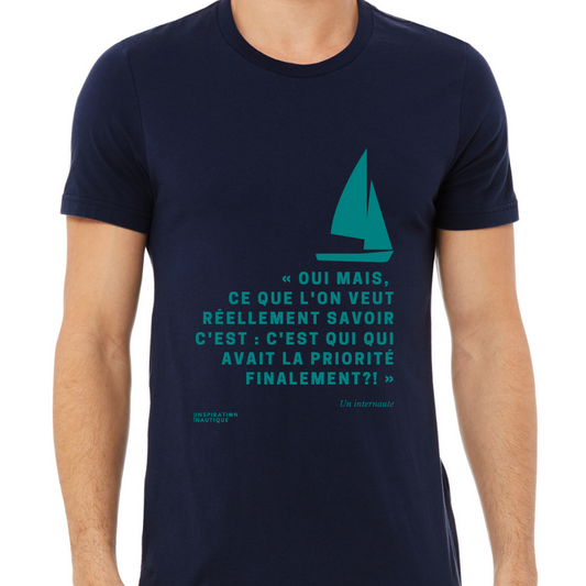 Unisex t-shirt: Who had priority in the end? (sailing boat) - Teal visual