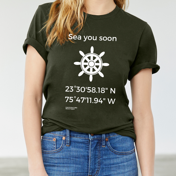 T-shirt unisexe : Sea you soon (roue) - Visuel blanc
