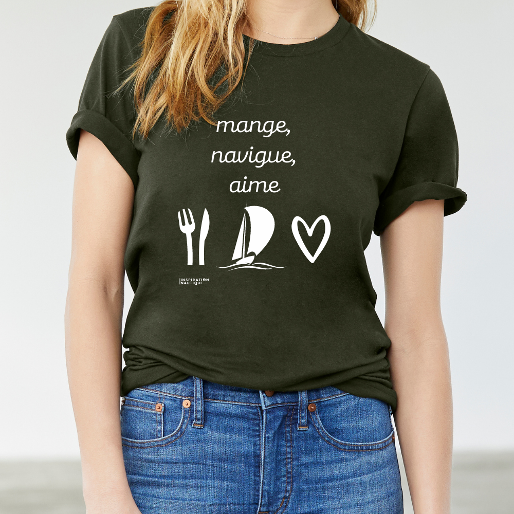 Unisex t-shirt: Eat, sail, love (sailing boat) - White visual