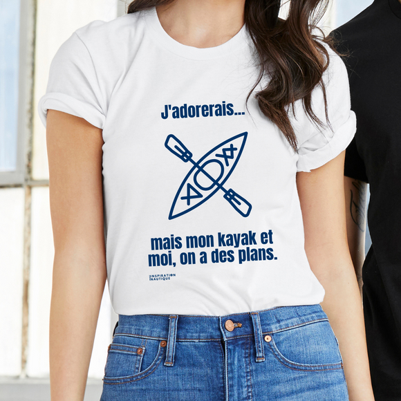 T-shirt unisexe : J'adorerais... mais mon kayak et moi, on a des plans - Visuel marine
