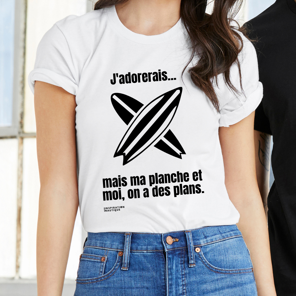 Unisex t-shirt: I would love to... but my board and I have plans - Black visual