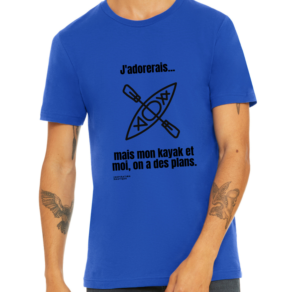 T-shirt unisexe : J'adorerais... mais mon kayak et moi, on a des plans - Visuel noir