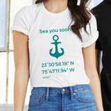 T-shirt unisexe : Sea you soon (ancre) - Visuel sarcelle