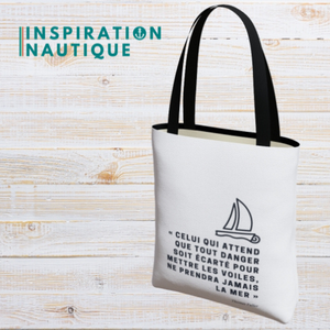 Sac fourre-tout - Celui qui attend que tout danger soit écarté... - Marine sur fond blanc