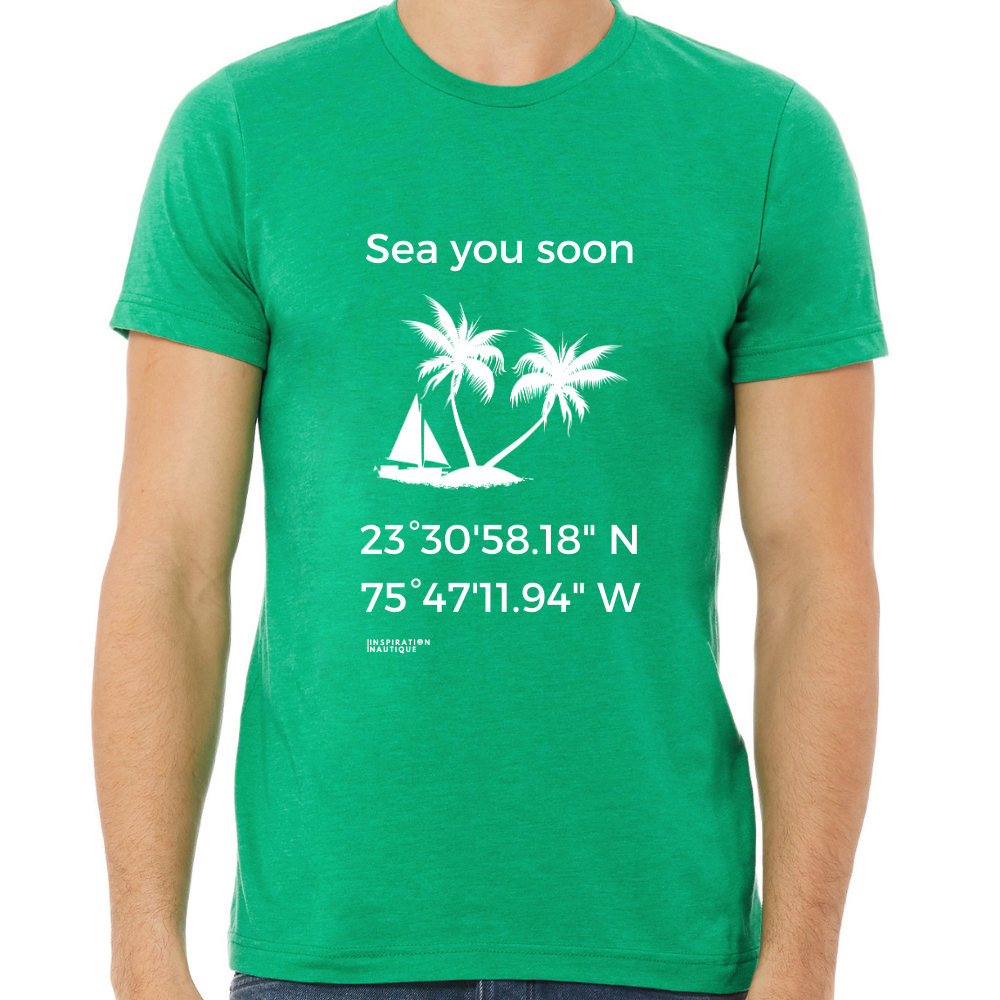 Unisex t-shirt: Sea you soon (sailing boat and island) - White visual