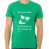 T-shirt unisexe : Sea you soon (voilier et île) - Visuel blanc