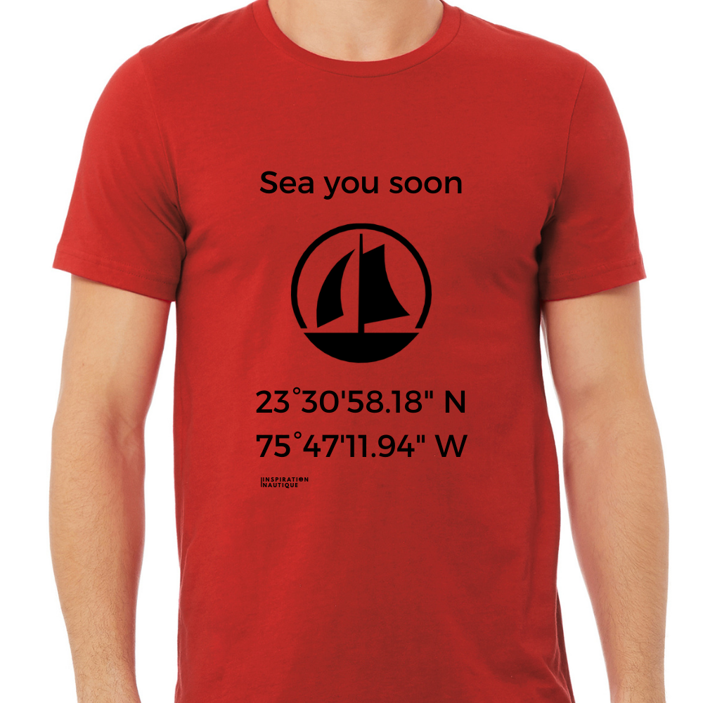 Unisex t-shirt: Sea you soon (sailing boat) - Black visual