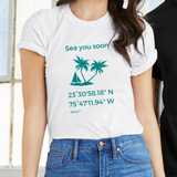 T-shirt unisexe : Sea you soon (voilier et île) - Visuel sarcelle