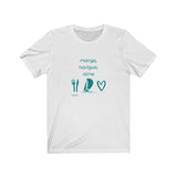 T-shirt unisexe : Mange, navigue, aime (voilier) - Visuel sarcelle