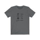 T-shirt unisexe : Manger, dormir, naviguer, répéter (roue) - Visuel noir