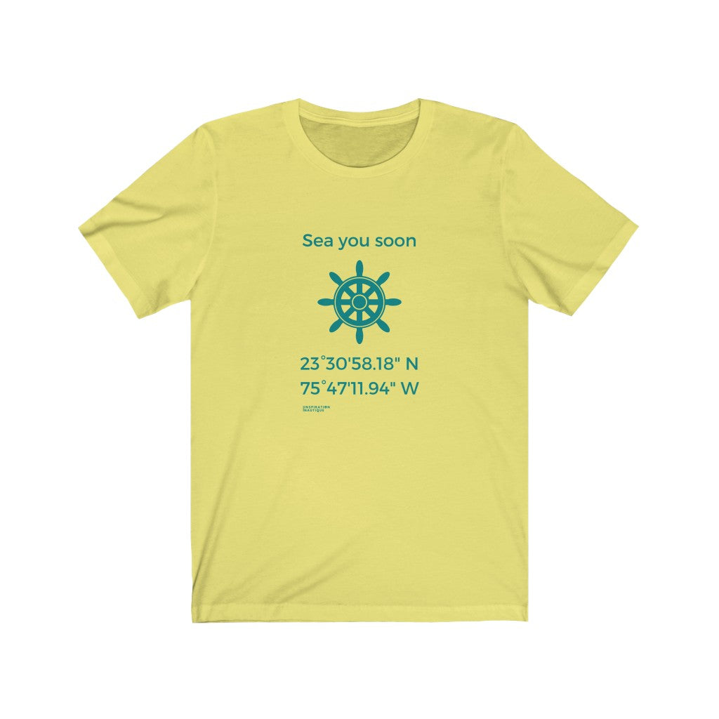 T-shirt unisexe : Sea you soon (roue) - Visuel sarcelle