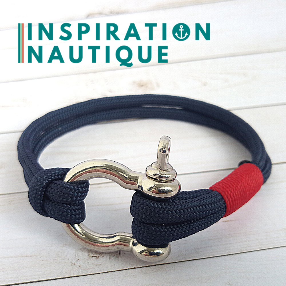 Bracelet marin avec manille pour homme ou femme en paracorde 550 et acier inoxydable