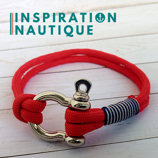 Bracelet marin avec manille pour homme ou femme en paracorde 550 et acier inoxydable