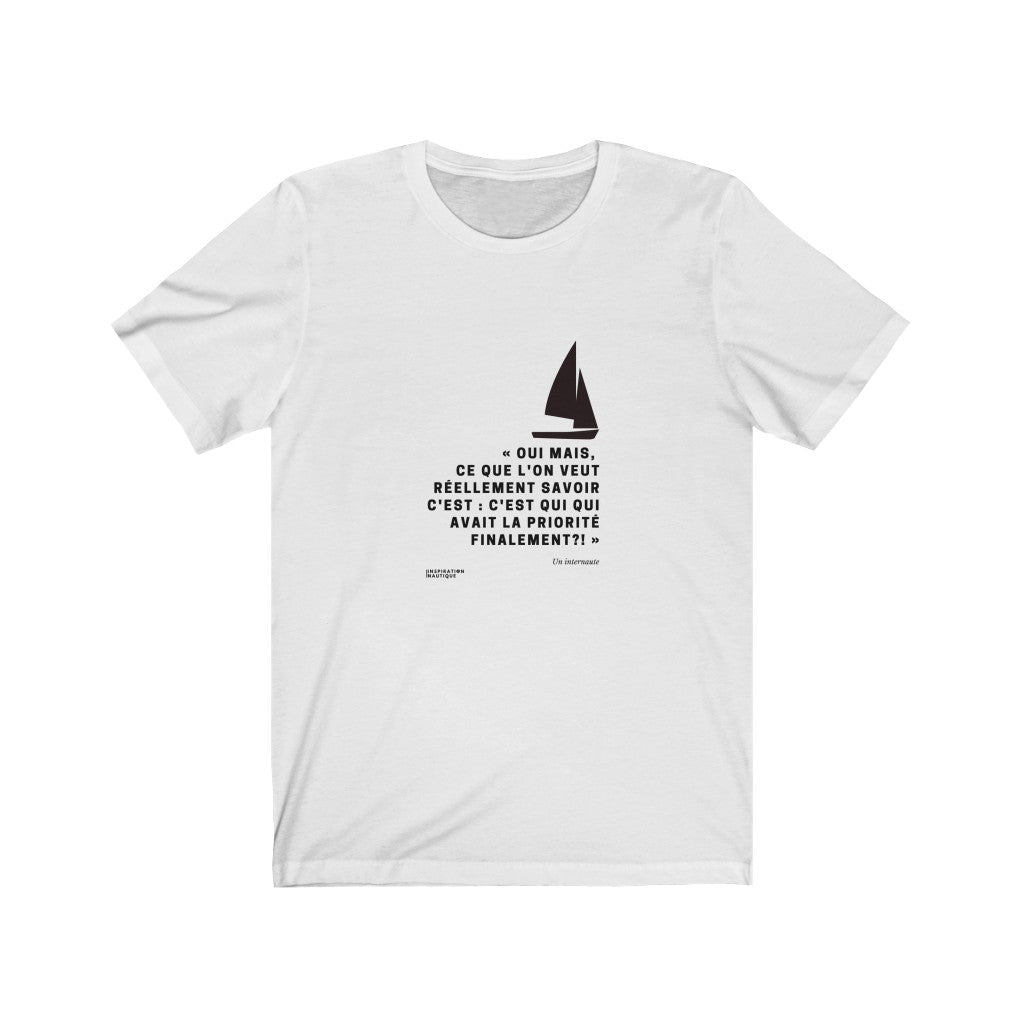 Unisex t-shirt: Who had priority in the end? (sailing boat) - Black visual