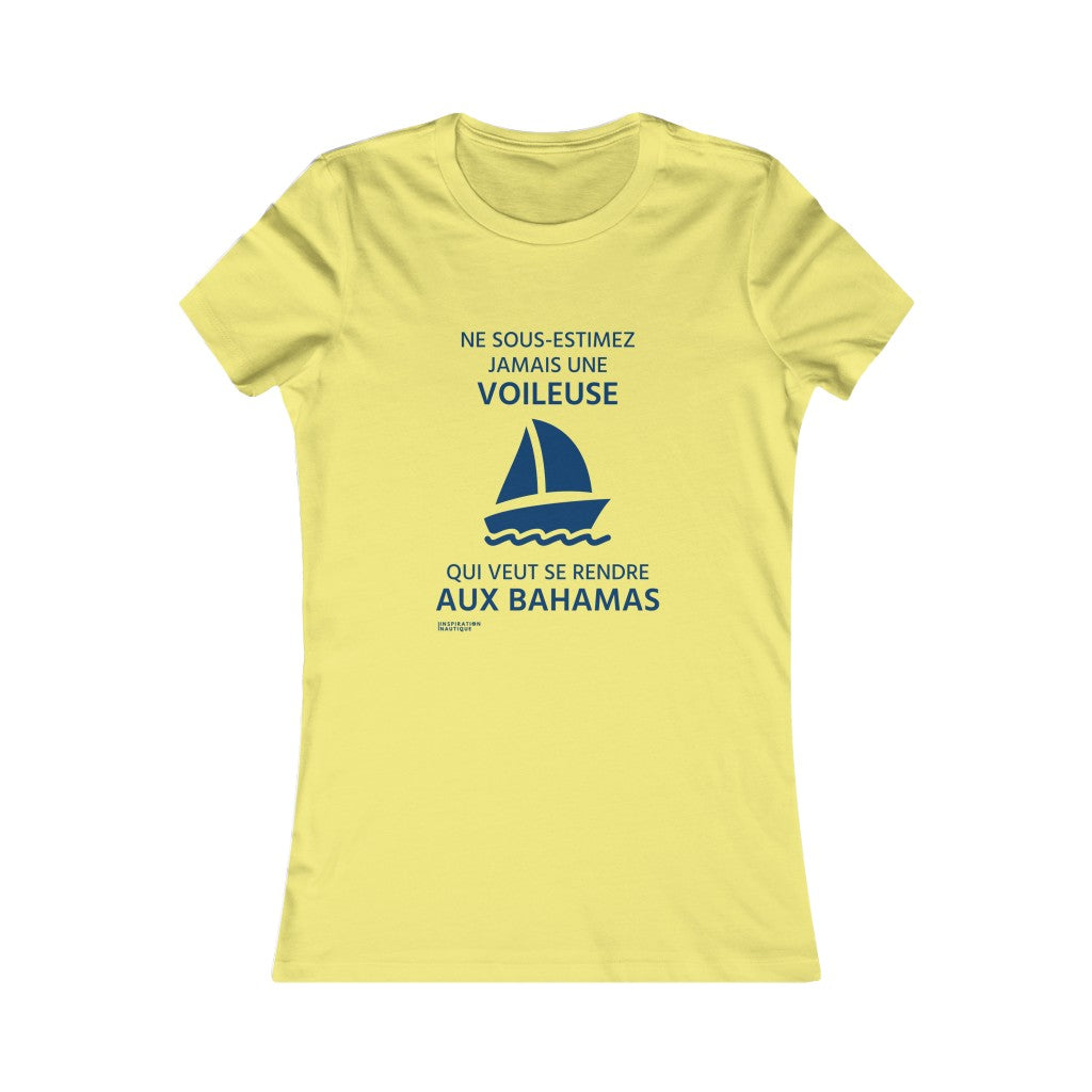 T-shirt femme : Ne sous-estimez jamais une voileuse qui veut se rendre aux Bahamas - Visuel marine