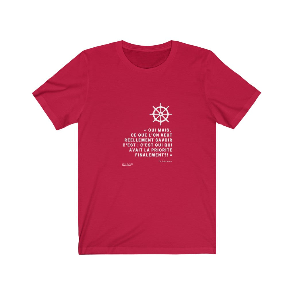 Unisex t-shirt: Who had priority in the end? (wheel) - White visual