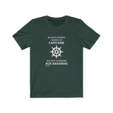 T-shirt unisexe : Ne sous-estimez jamais un capitaine qui veut se rendre aux Bahamas - Visuel blanc (roue)